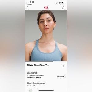 Lululemon Ebb to Street Tank Top size 2